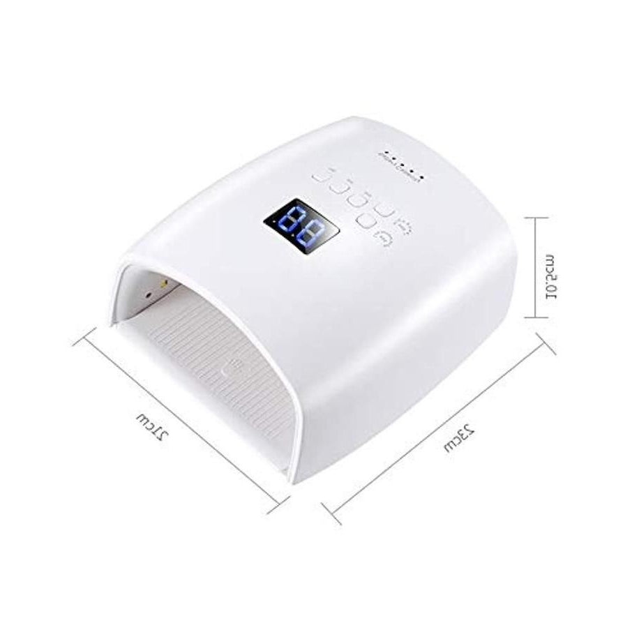 White nail dryer with digital display and dimensions