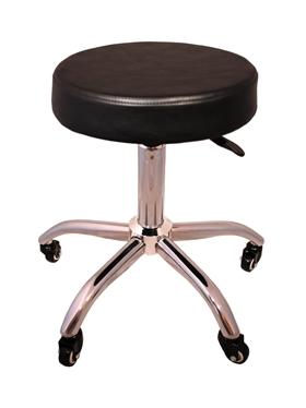 Gaslift Beauty Stool Black with chrome & no backrest - E008