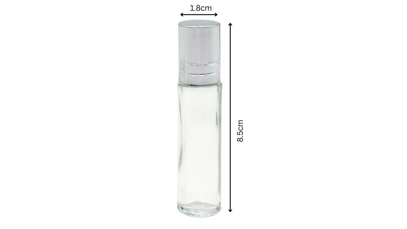 Glass Roller Bottle - Silver Lid 10ml