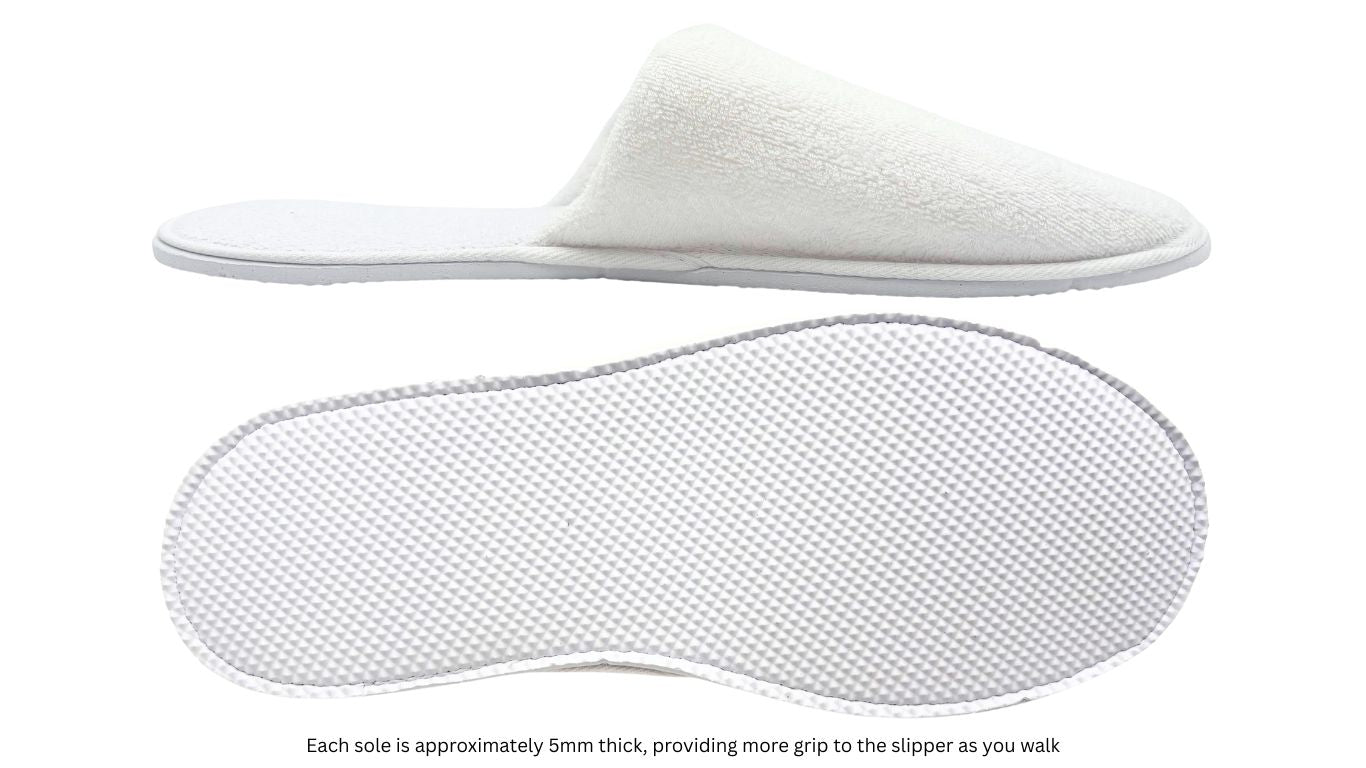Terry Toweling Slippers - Closed Toe (1 pair)