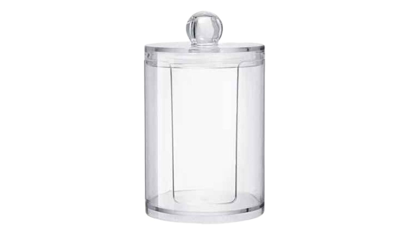 Perspex Round Cotton Pad Holder with Lid (small)