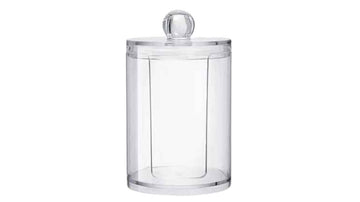 Perspex Round Cotton Pad Holder with Lid (small)