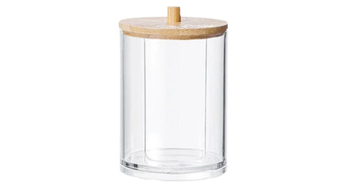 Perspex Round Cotton Pad Holder with Bamboo Lid (small)