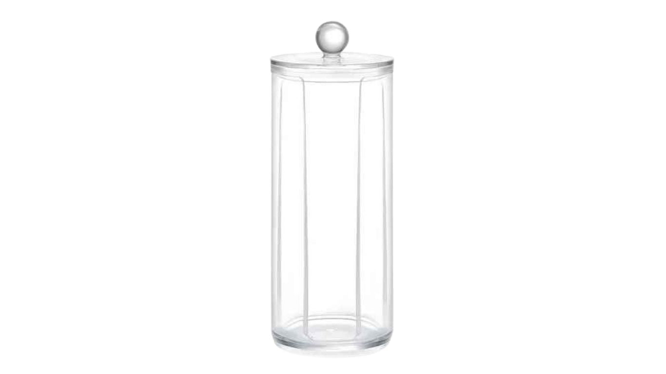 Perspex Round Cotton Pad Holder with Lid (large)