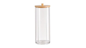 Perspex Round Cotton Pad Holder with Bamboo Lid (large)