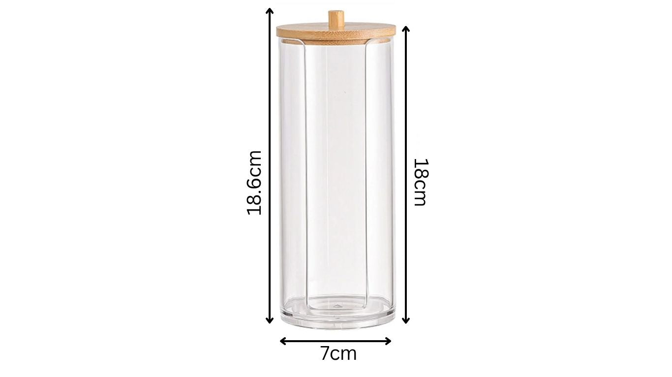 Perspex Round Cotton Pad Holder with Bamboo Lid (large)