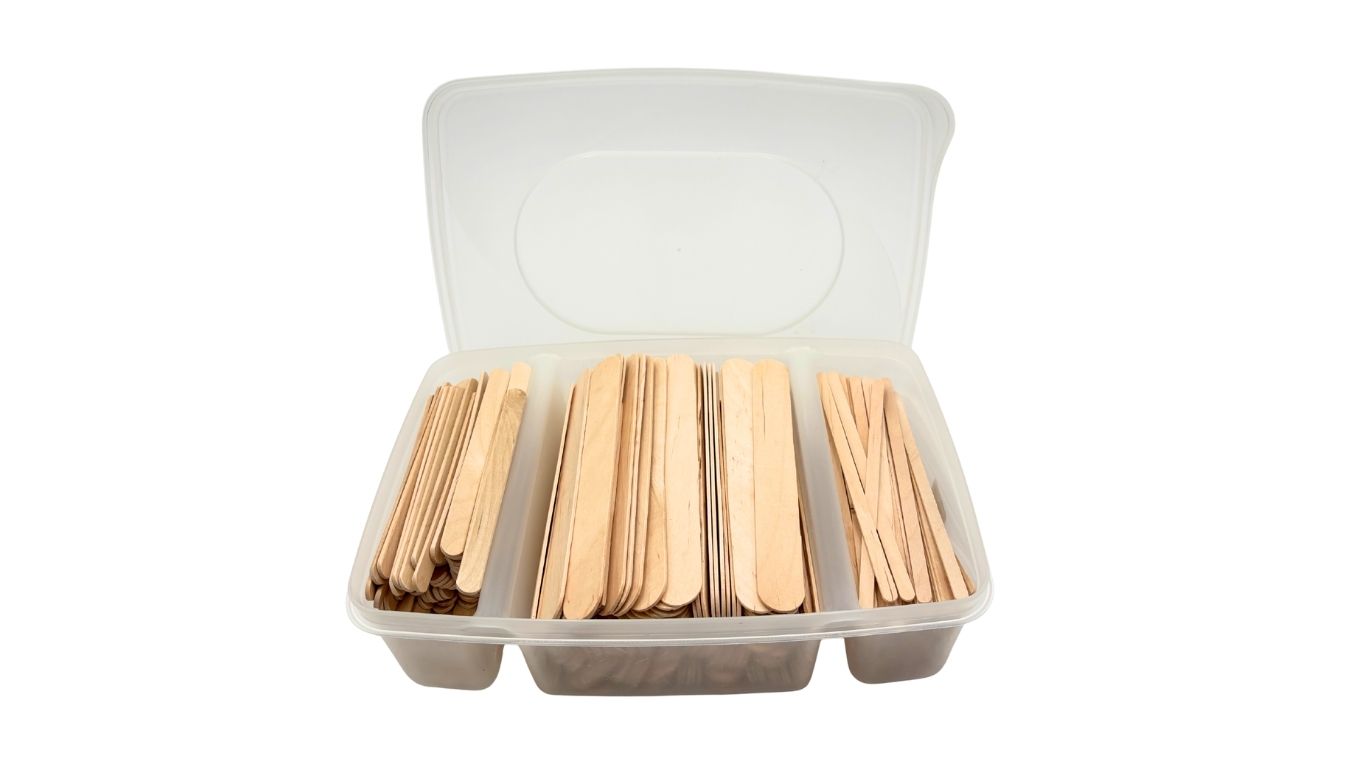 Wooden Spatulas in container – Logica Beauty Supplies