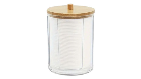 Perspex Round Cotton Pad Holder with Bamboo Lid (small)