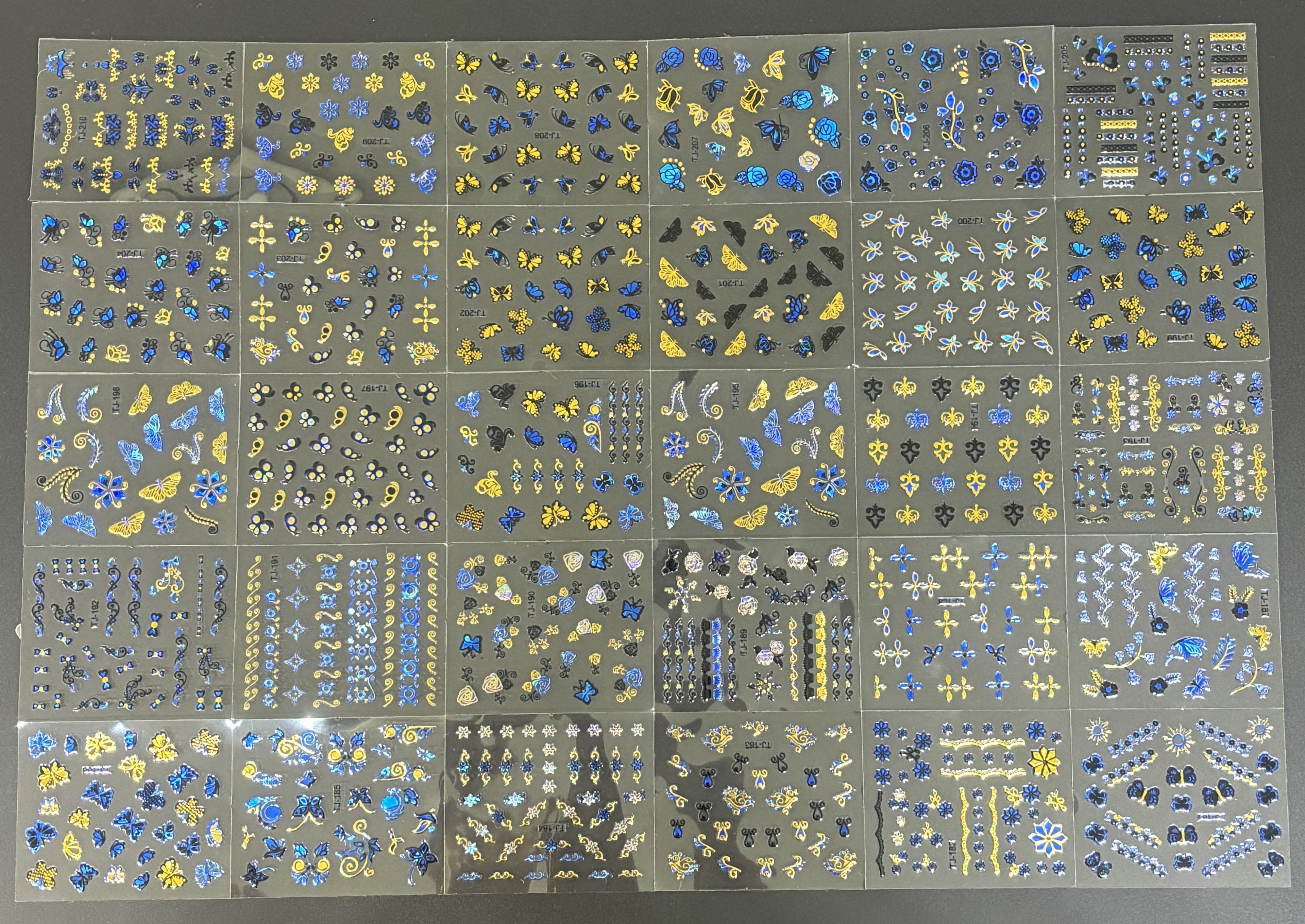 Nail Art Stickers - Blue & Gold (random)