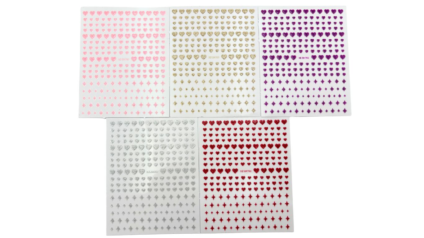 Nail Art Stickers - Shiny Hearts (random)