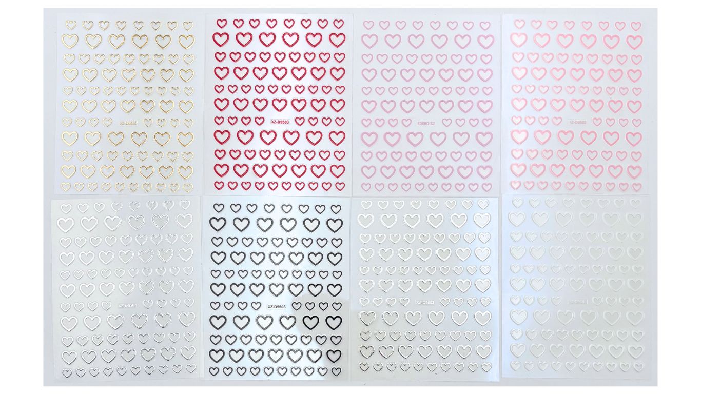 Nail Art Stickers - Hollow Hearts (random)