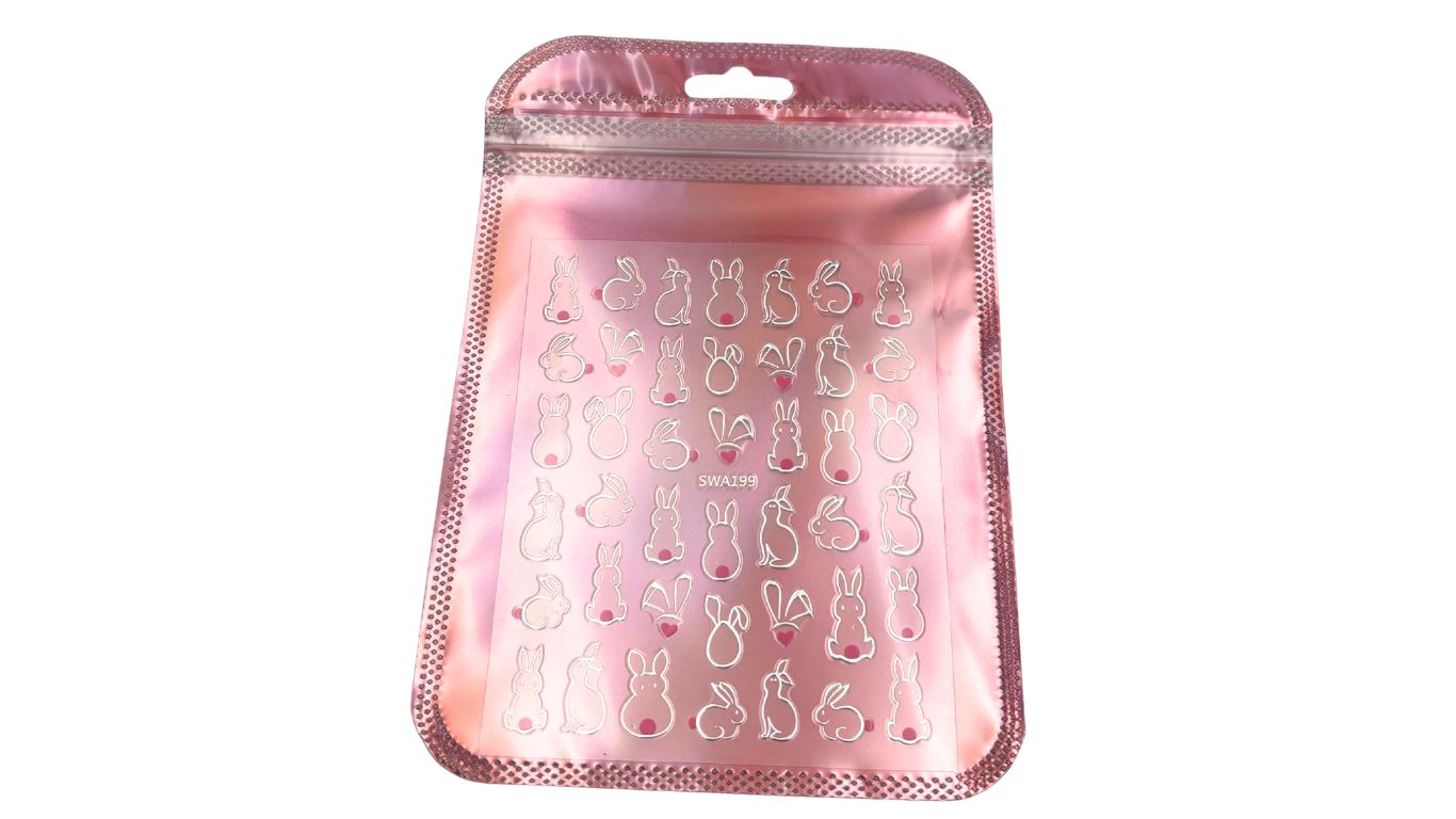 Nail Art Stickers - Silver Bunnies