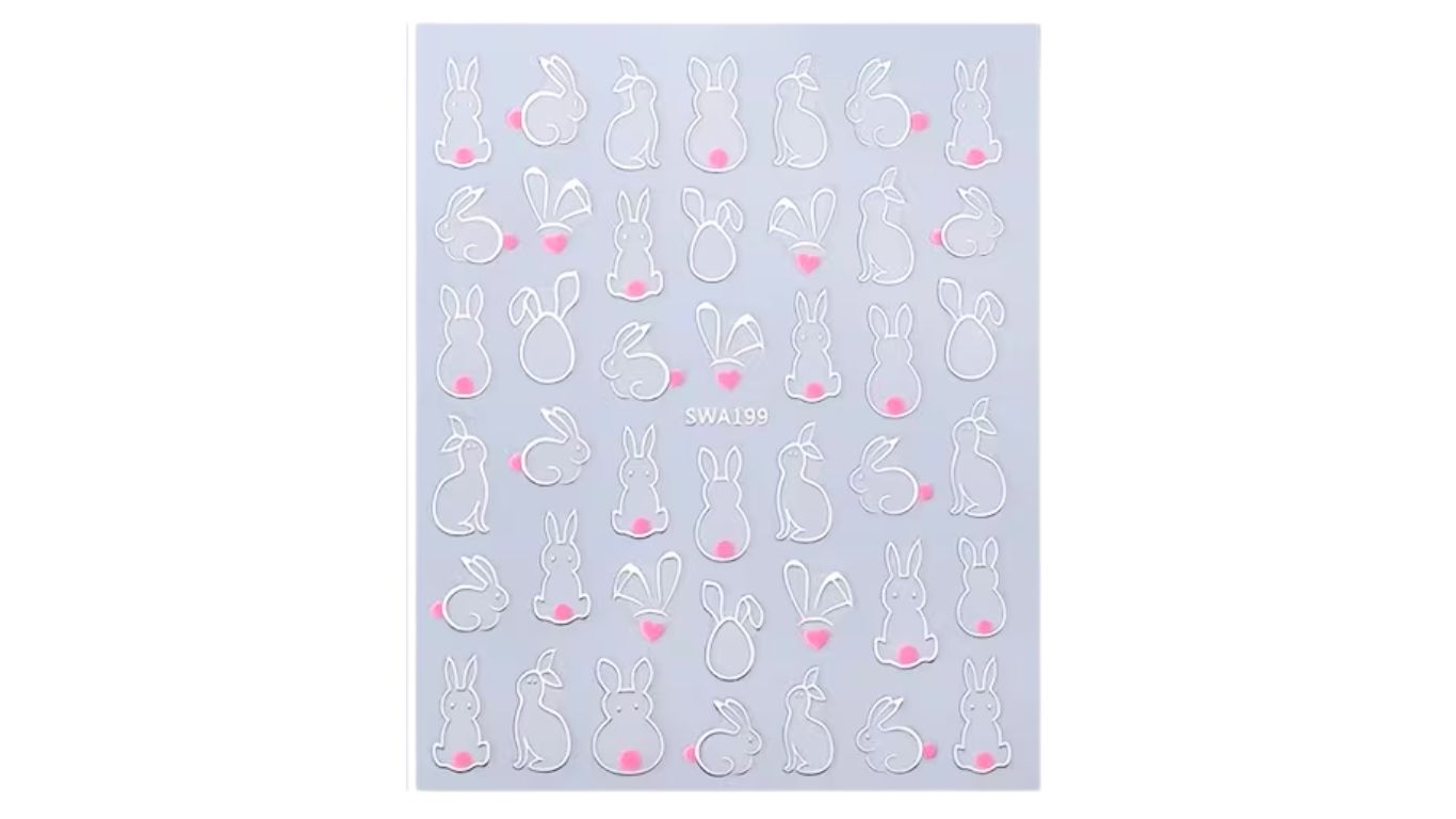 Nail Art Stickers - Silver Bunnies