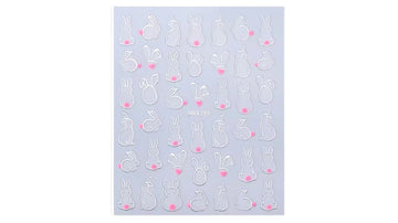Nail Art Stickers - Silver Bunnies