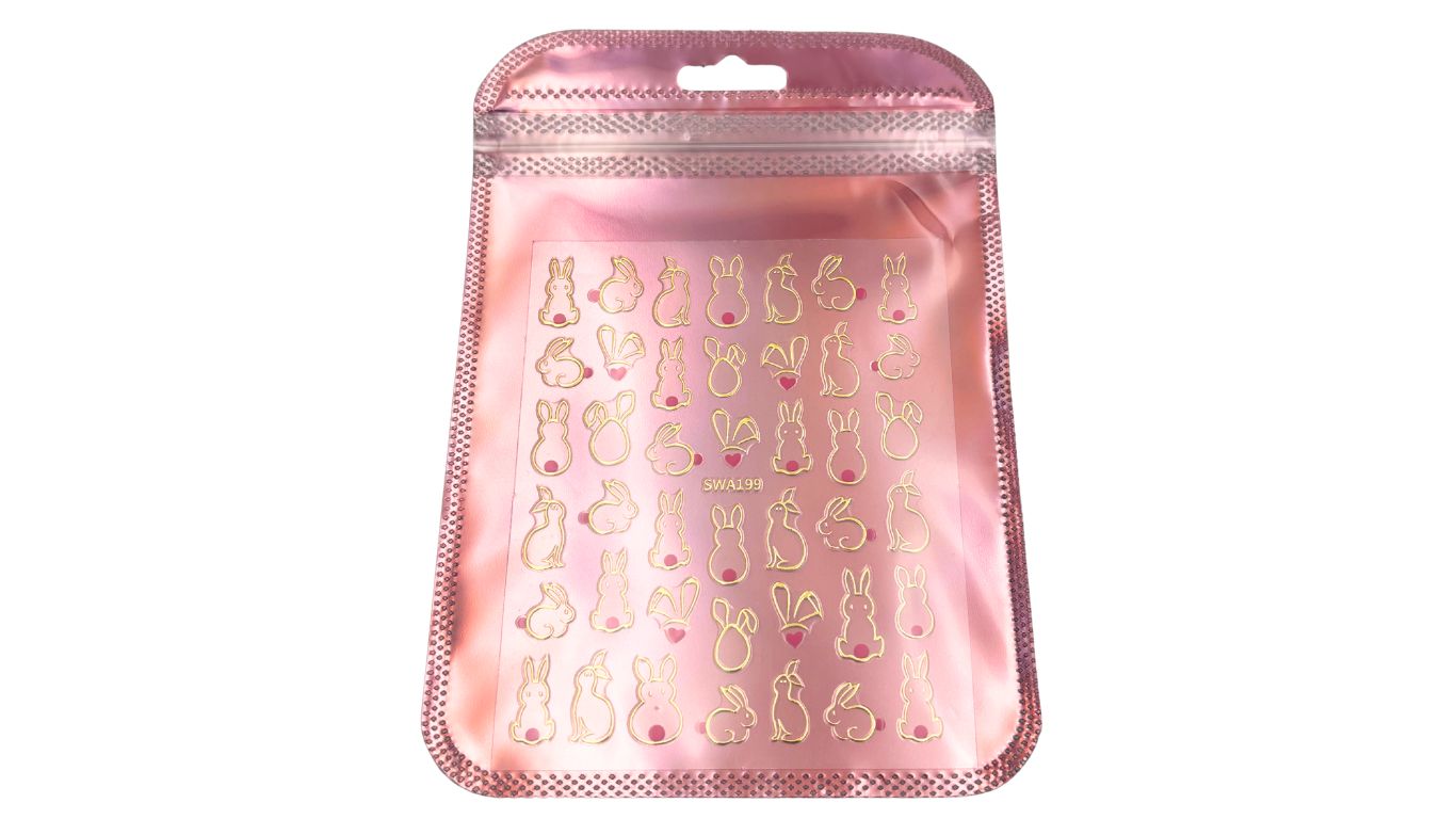 Nail Art Stickers - Gold Bunnies