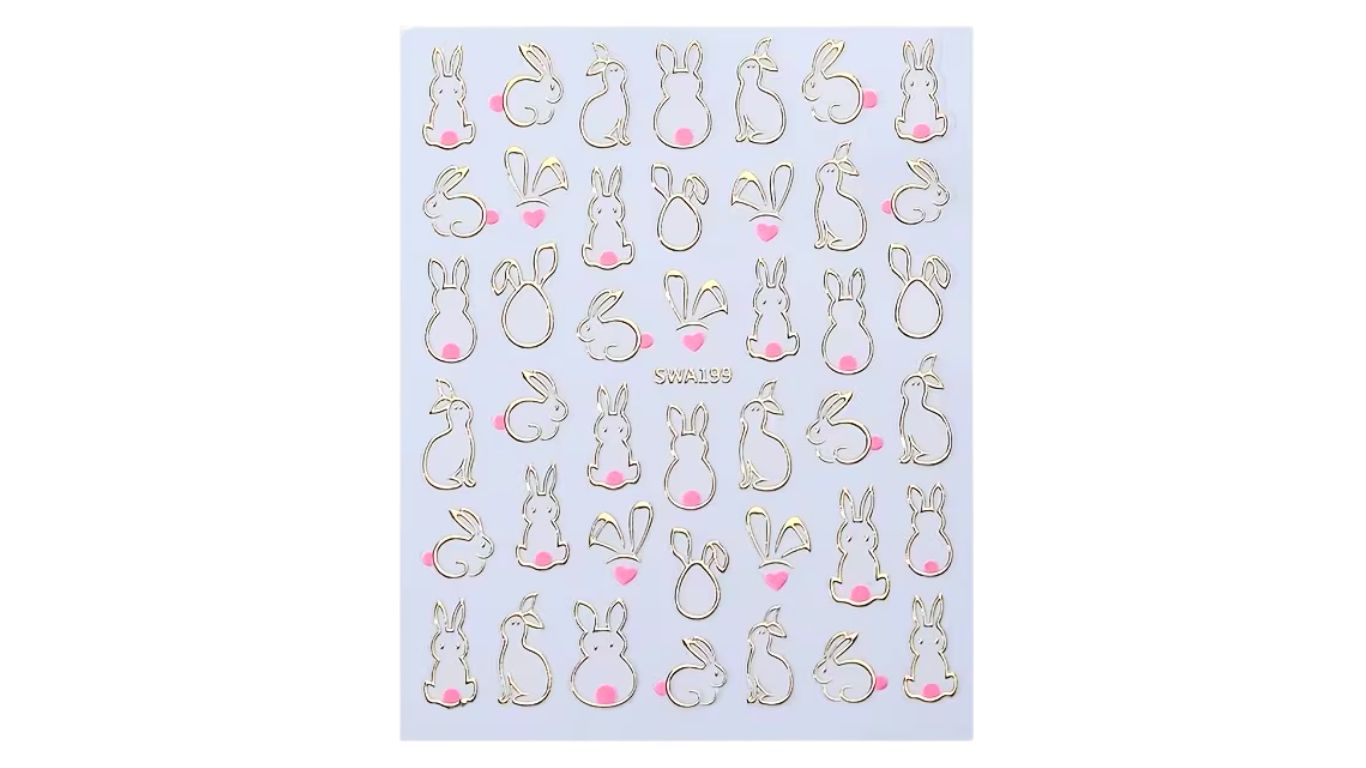 Nail Art Stickers - Gold Bunnies