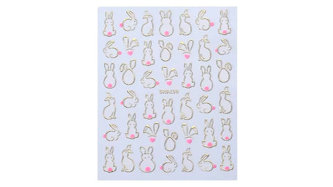 Nail Art Stickers - Gold Bunnies