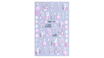 Nail Art Stickers - Pink Bunnies & Eggs