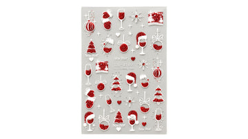 Nail Art Stickers - Christmas Wine Glass Red