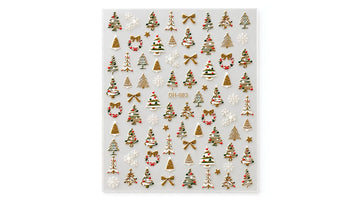 Nail Art Stickers - Christmas Trees Gold, Green & Red