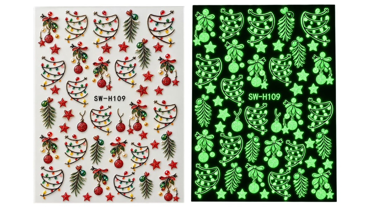 Nail Art Stickers - Balls & Lights (Glow In The Dark)