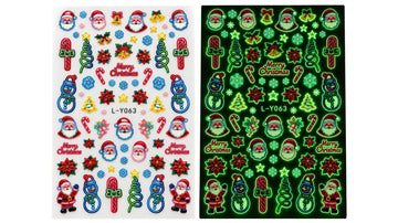 Nail Art Stickers - Santa (Glow In The Dark)