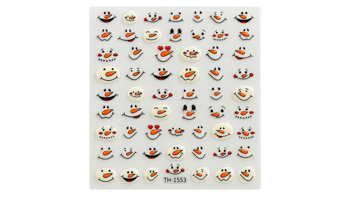 Nail Art Stickers - Snowman Face