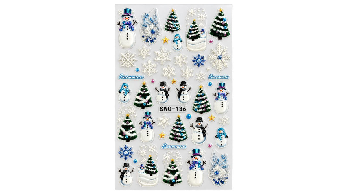 Nail Art Stickers - Snowmen (Blue)