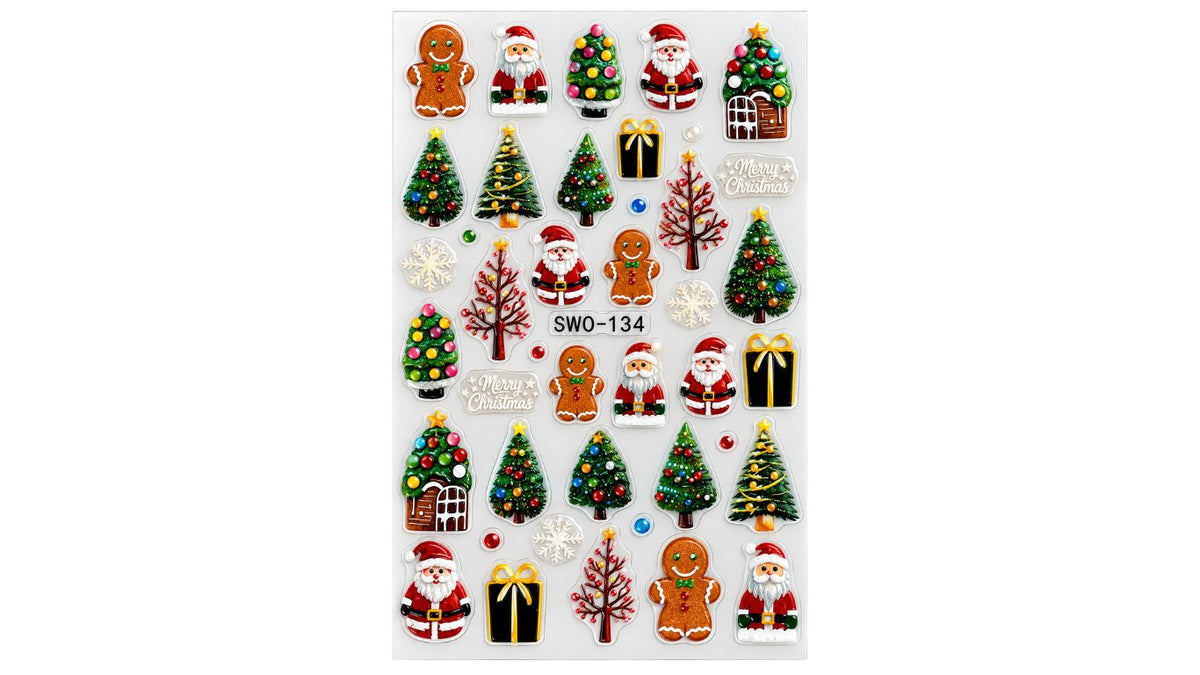 Nail Art Stickers - Gingerbread Men & Santa