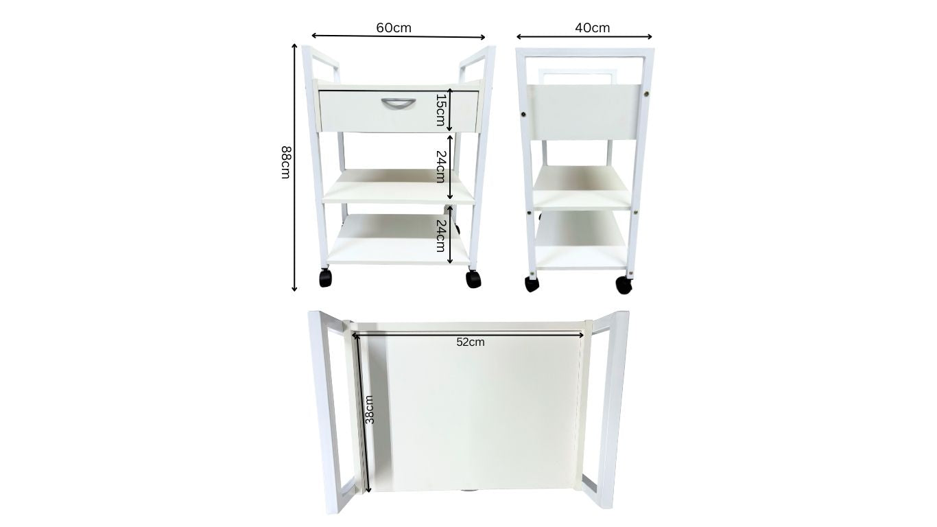 Wooden Metal Trolley with Drawer