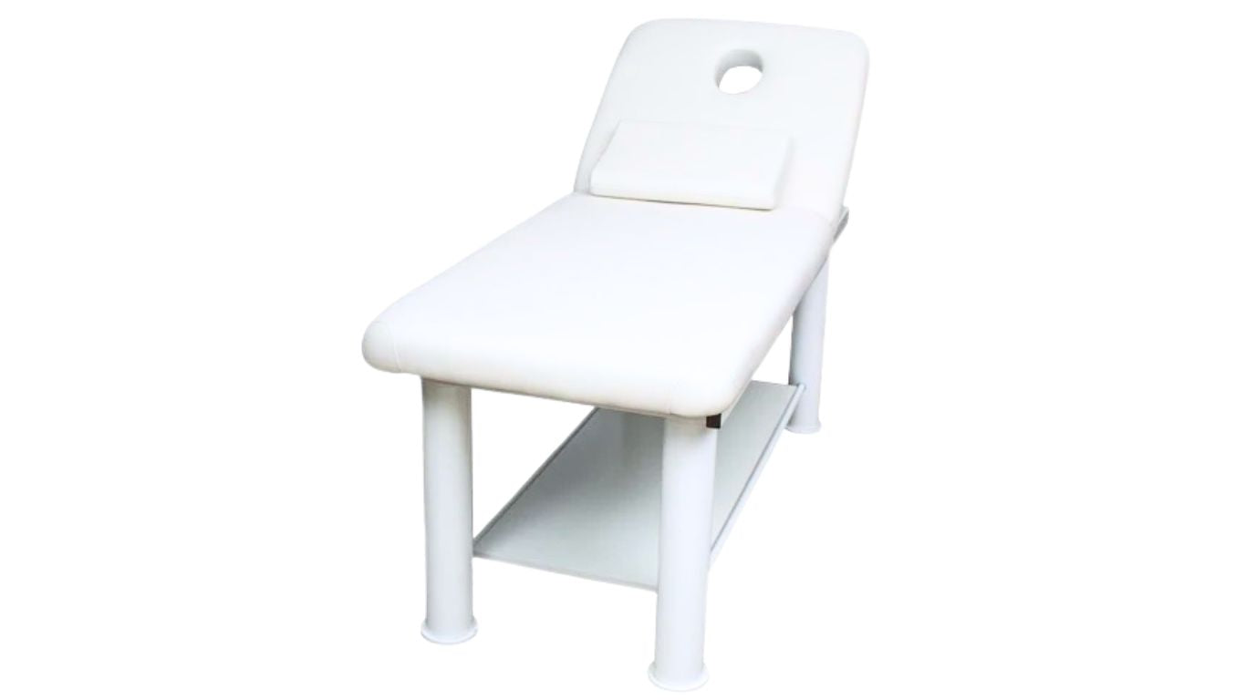 Fixed Metal Massage Bed White 700mm