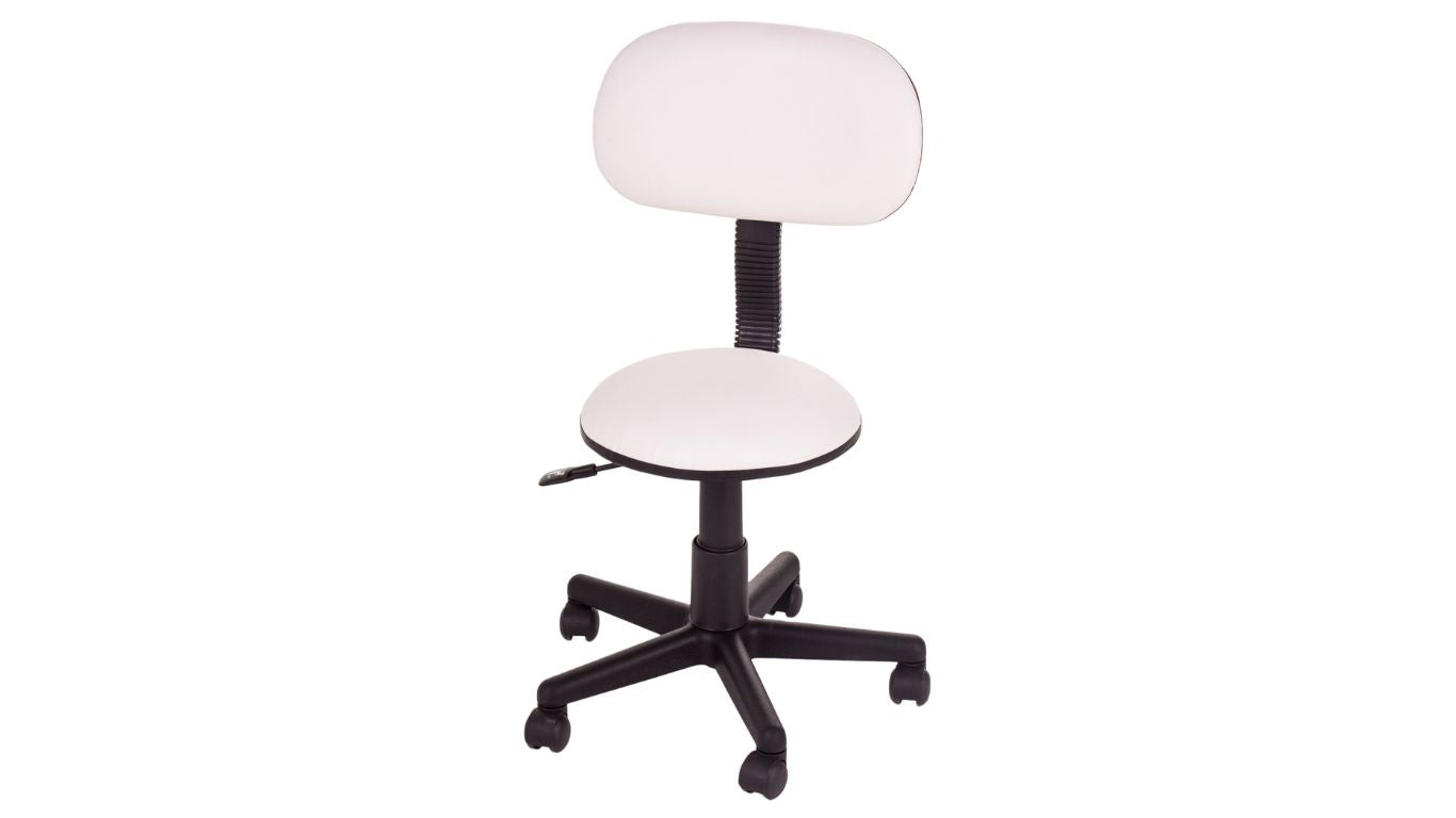 Gaslift Beauty Stool White with backrest