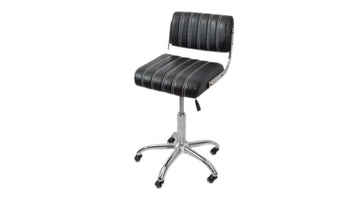 Gaslift Beauty Stool Square Black with chrome & backrest