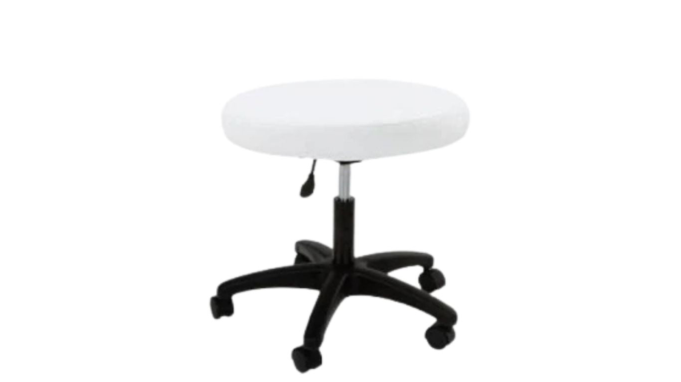 Gaslift chair w/o backrest White (Wider Seat)