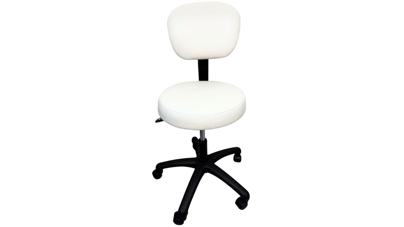 Gaslift chair with backrest White (wider seat)