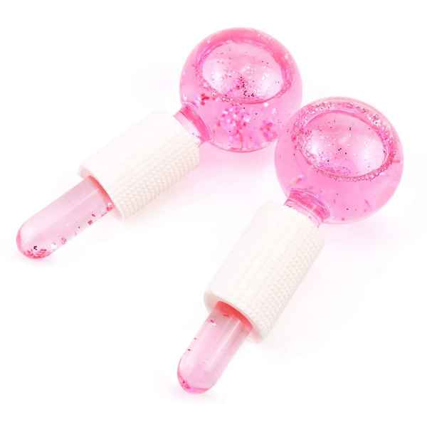 Facial Ice Globe - Glass (Pink Glitter) 2's