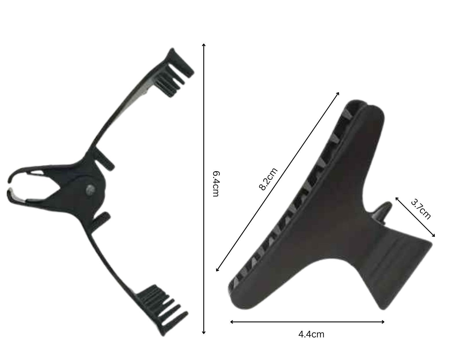 Butterfly Jaw Clips - Black Plastic (8's)