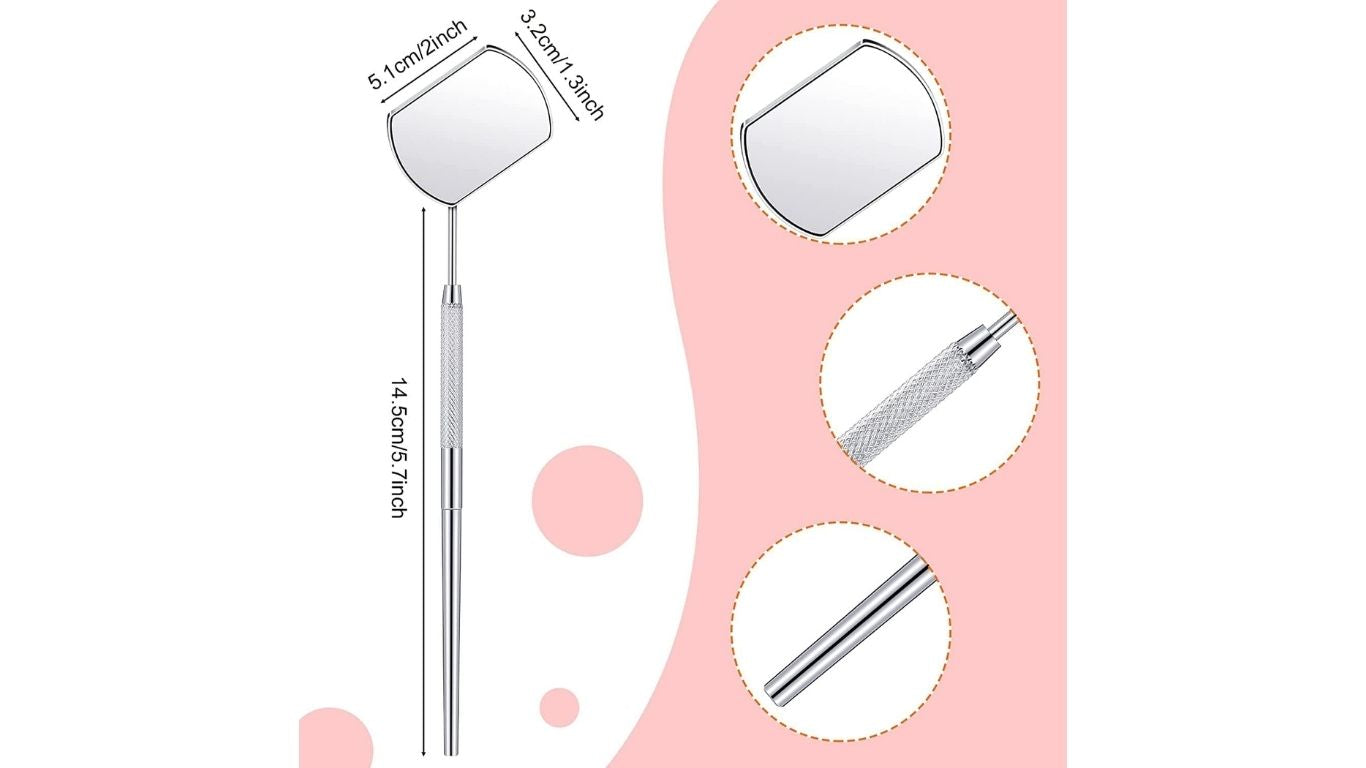 Eyelash Mirror Silver Stainless Steel Rectangular