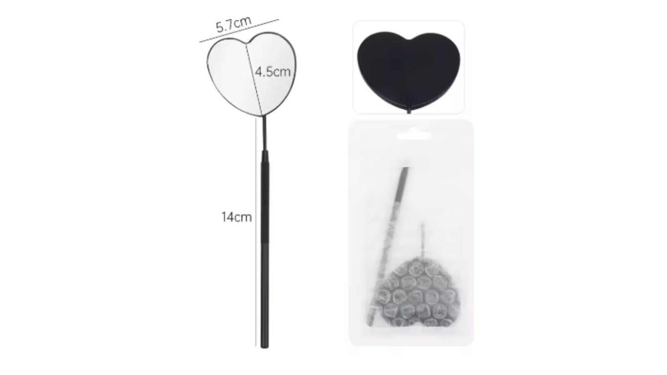 Eyelash Mirror Black Stainless Steel Heart