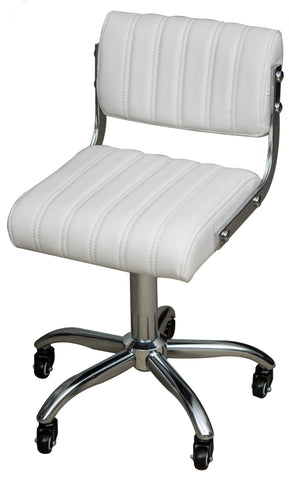 Gaslift Beauty Stool Square white with chrome & backrest - E008J