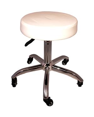 Gaslift Beauty Stool White with chrome & no backrest - E008I